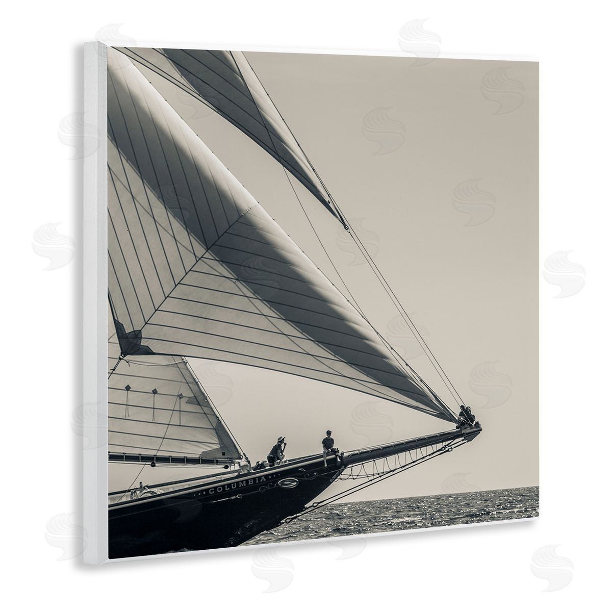 Danita Delimont Vintage Ocean Ship Photography People Resting on Bow Wooden Wall Plaque Art Print