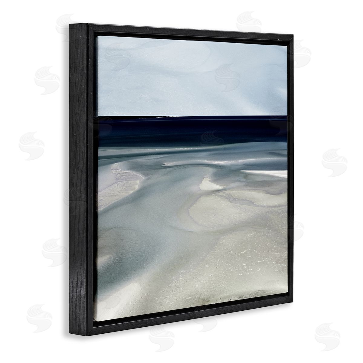 Danita Delimont Abstract Shallow Beach Tide Water Movement Soft Blues Black Floating Frame Canvas Wall Art Print
