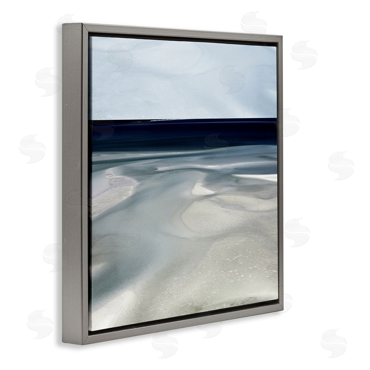Danita Delimont Abstract Shallow Beach Tide Water Movement Soft Blues Gray Floating Frame Canvas Wall Art Print