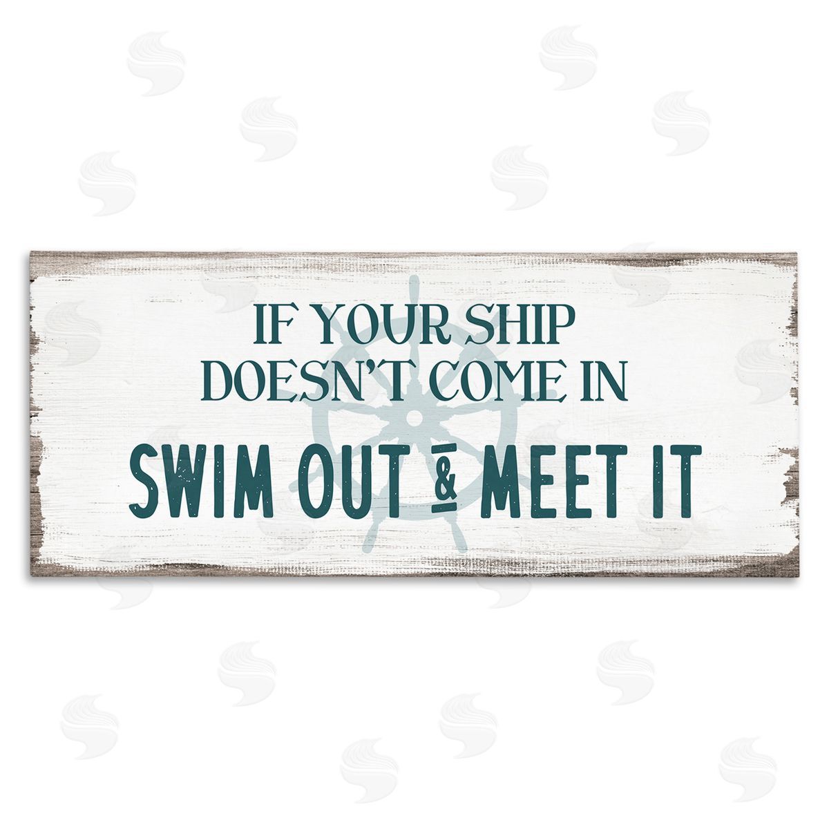Stupell Studio Ship Swim Out Meet It Sign Nautical Wheel