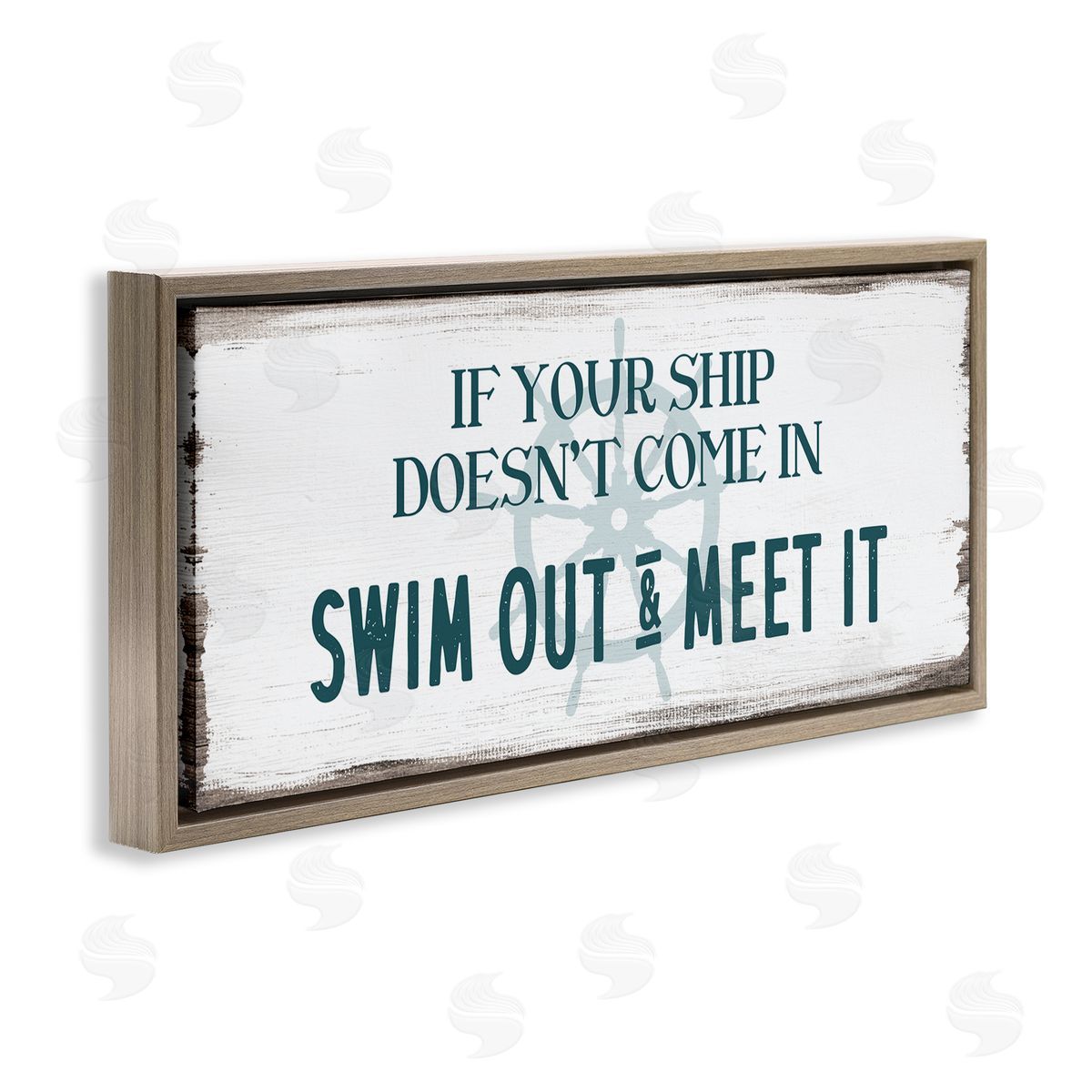 Stupell Studio Ship Swim Out Meet It Sign Nautical Wheel