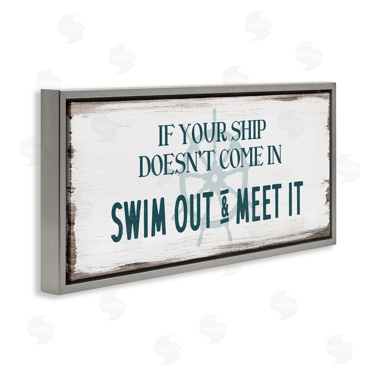 Stupell Studio Ship Swim Out Meet It Sign Nautical Wheel