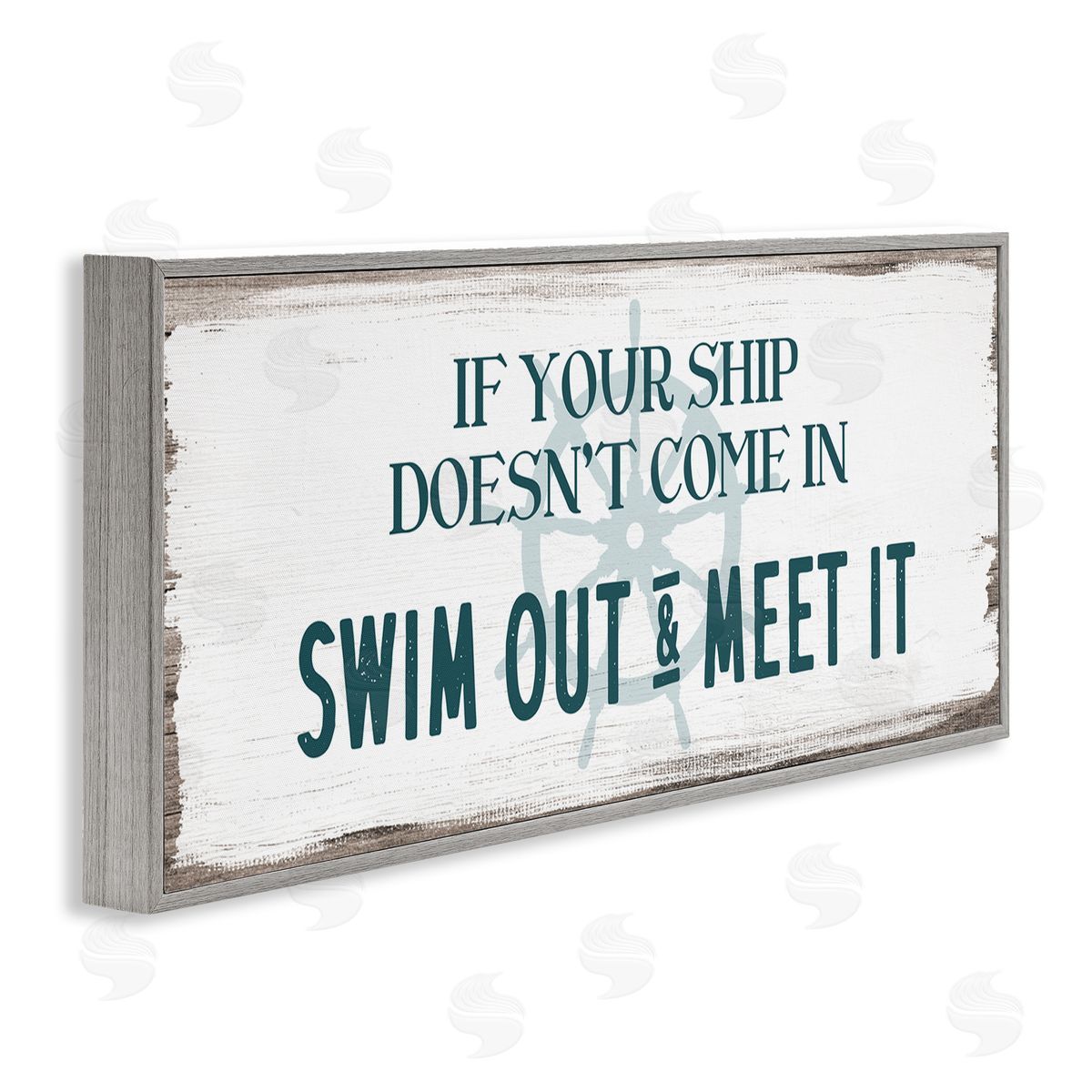 Stupell Studio Ship Swim Out Meet It Sign Nautical Wheel