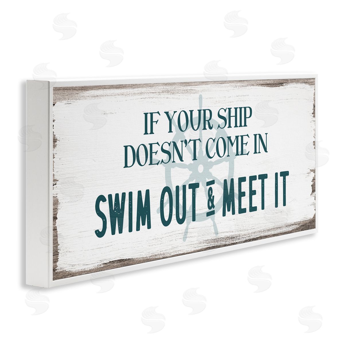 Stupell Studio Ship Swim Out Meet It Sign Nautical Wheel