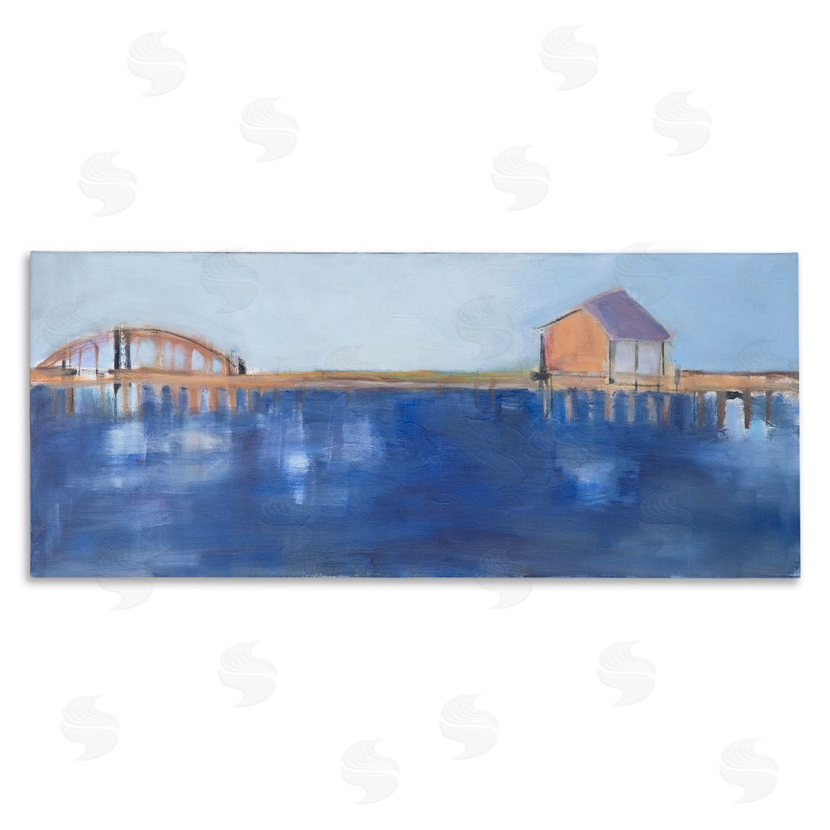 Susanne Marie Abstract Bay Landscape Deep Blue Water Bridge Architecture