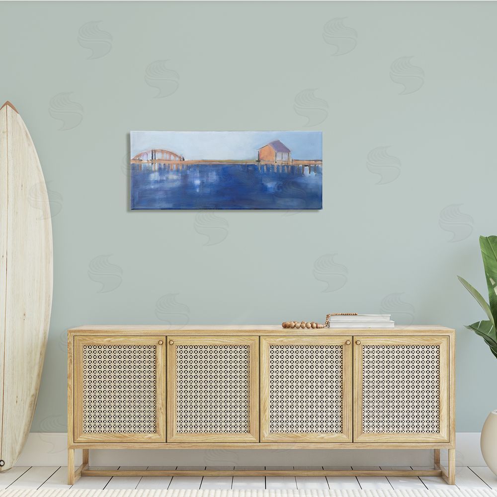 Susanne Marie Abstract Bay Landscape Deep Blue Water Bridge Architecture