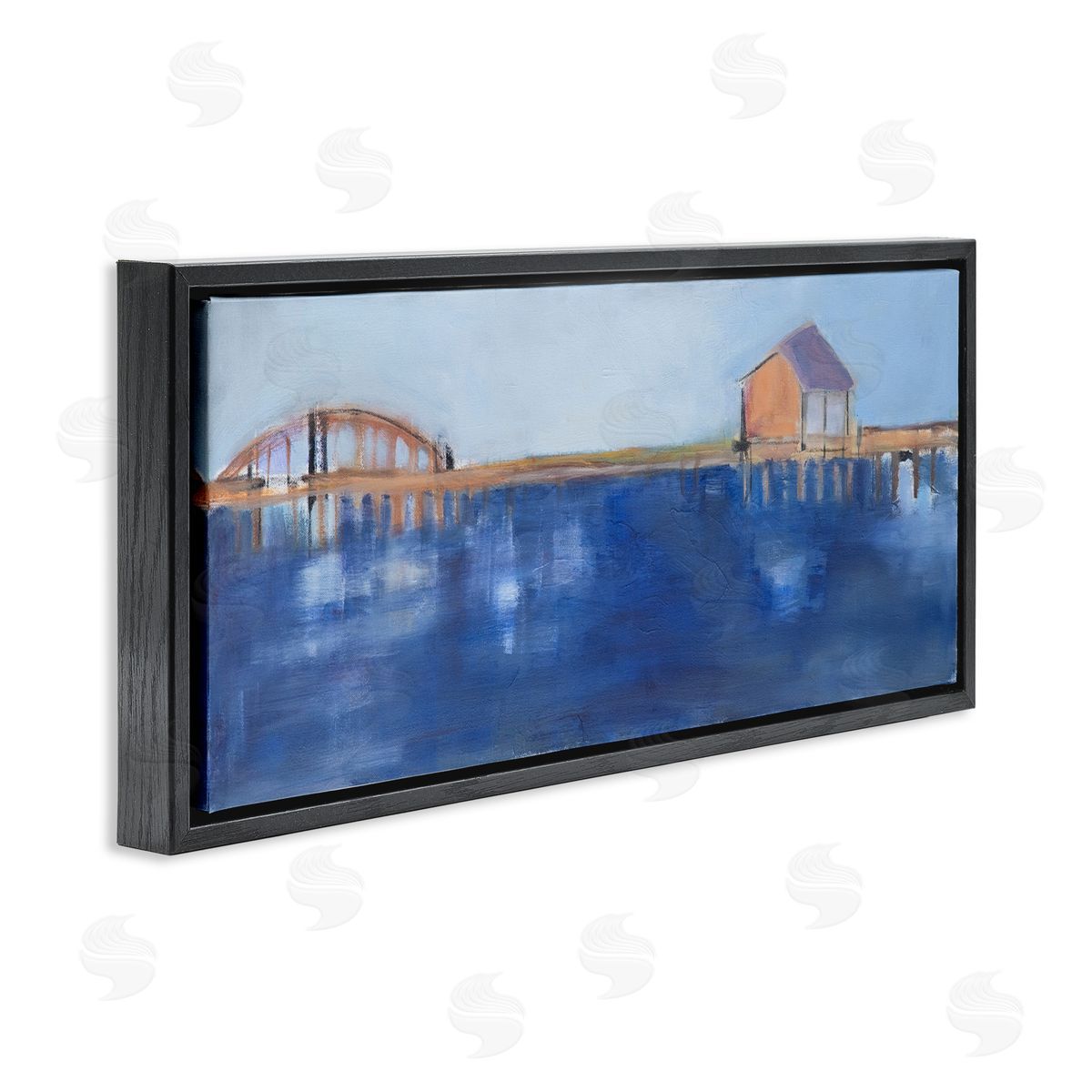 Susanne Marie Abstract Bay Landscape Deep Blue Water Bridge Architecture