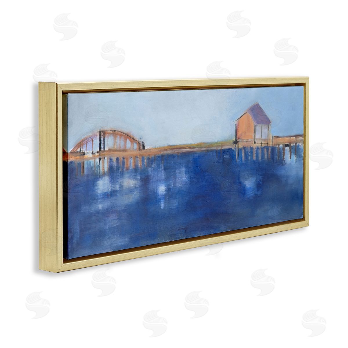 Susanne Marie Abstract Bay Landscape Deep Blue Water Bridge Architecture