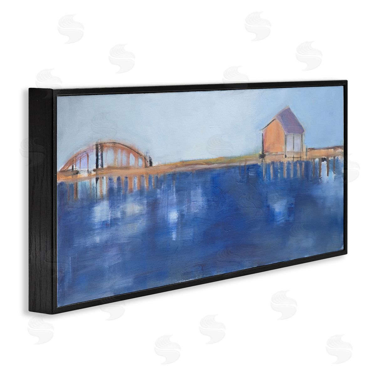 Susanne Marie Abstract Bay Landscape Deep Blue Water Bridge Architecture
