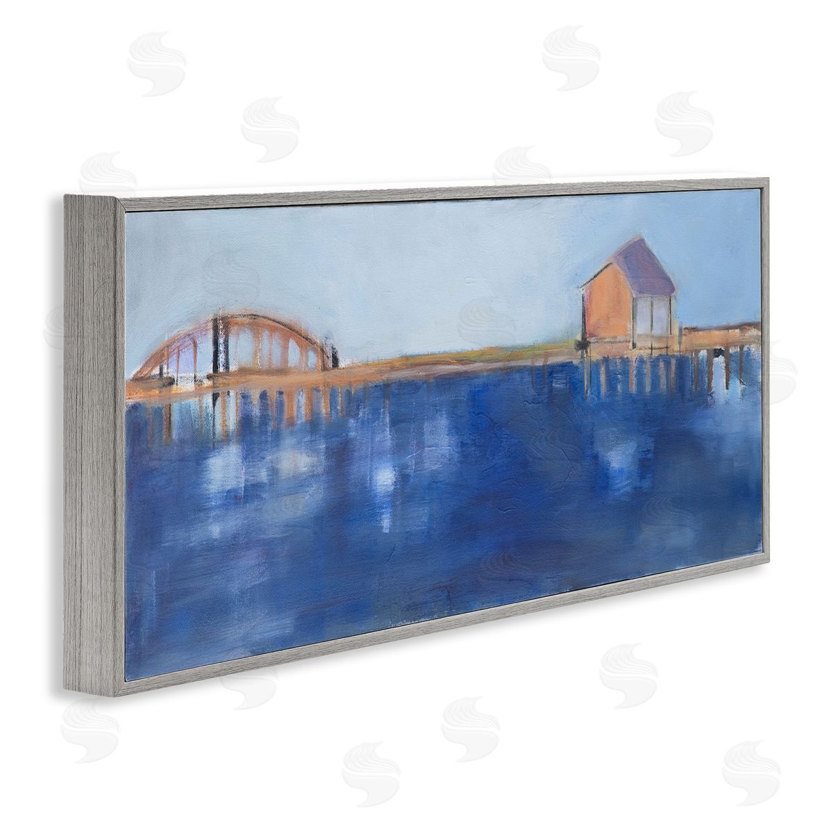 Susanne Marie Abstract Bay Landscape Deep Blue Water Bridge Architecture