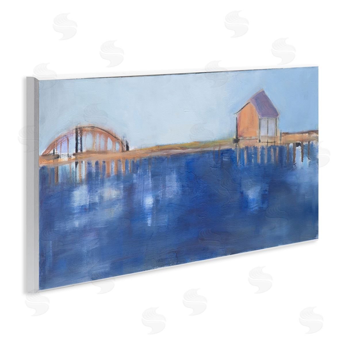 Susanne Marie Abstract Bay Landscape Deep Blue Water Bridge Architecture