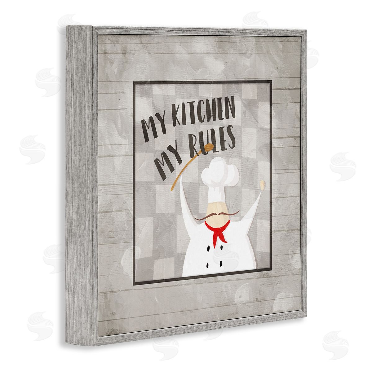 Milli Villa My Kitchen My Rules Phrase French Mustache Chef Gray Framed Glicee Wall Art Print