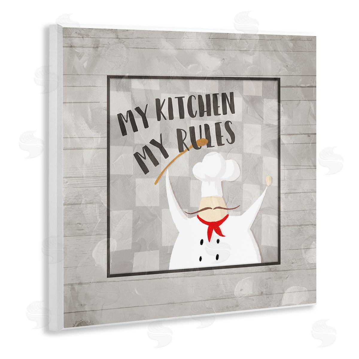 Milli Villa My Kitchen My Rules Phrase French Mustache Chef Wooden Wall Plaque Art Print