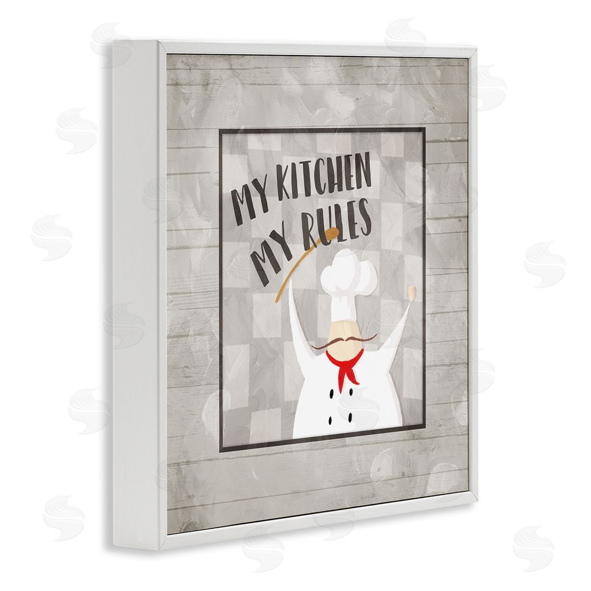 Milli Villa My Kitchen My Rules Phrase French Mustache Chef White Framed Glicee Wall Art Print