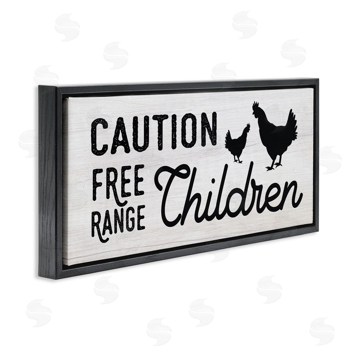 Caution Free Range Children Black Floating Frame Canvas Wall Art, Home Decor by Stupell Studio