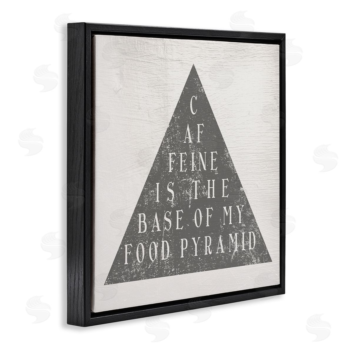 Stupell Studio Caffeine is My Food Pyramid Funny Kitchen  Black Floating Frame Canvas Wall Art Print