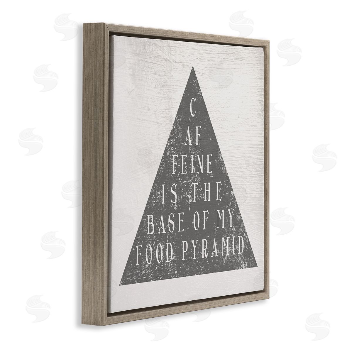 Stupell Studio Caffeine is My Food Pyramid Funny Kitchen  Brown Floating Frame Canvas Wall Art Print