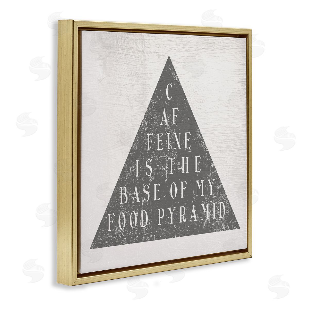 Stupell Studio Caffeine is My Food Pyramid Funny Kitchen  Gold Floating Frame Canvas Wall Art Print