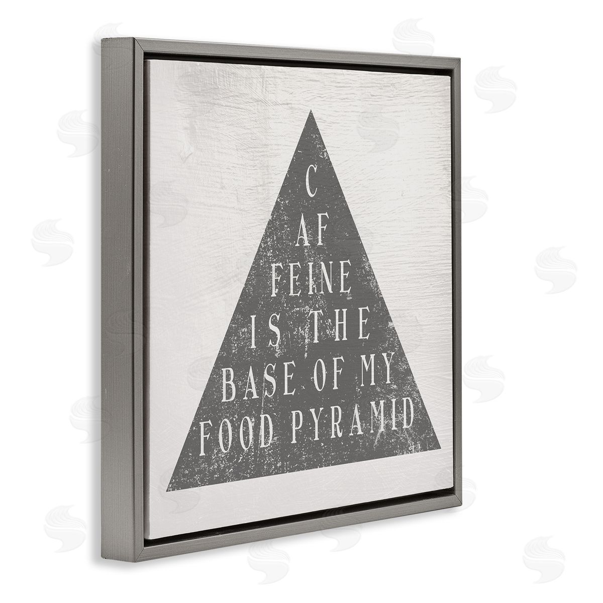 Stupell Studio Caffeine is My Food Pyramid Funny Kitchen  Gray Floating Frame Canvas Wall Art Print