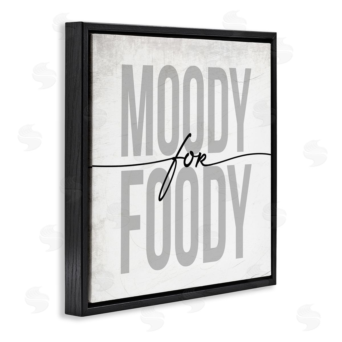 Stupell Studio Moody for Foody Phrase Minimal Kitchen Text Black Floating Frame Canvas Wall Art Print