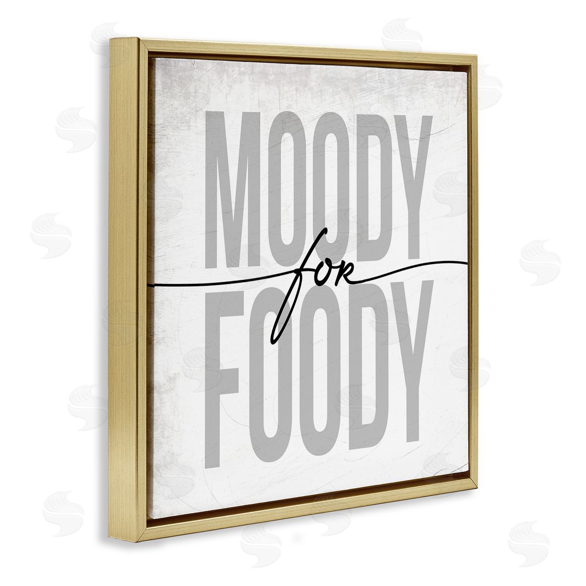 Stupell Studio Moody for Foody Phrase Minimal Kitchen Text Gold Floating Frame Canvas Wall Art Print