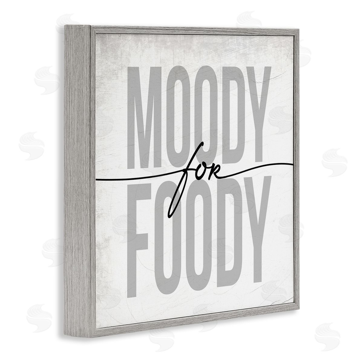 Stupell Studio Moody for Foody Phrase Minimal Kitchen Text Gray Framed Glicee Wall Art Print