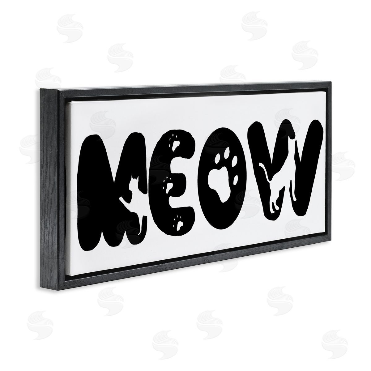 SD Graphics Studio Meow Phrase Cat Paw Print Typography Minimal Black