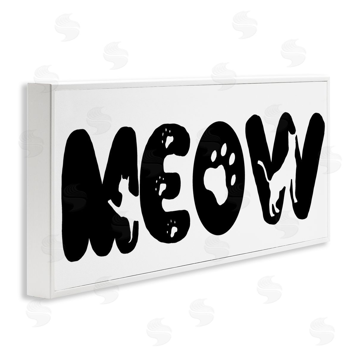 SD Graphics Studio Meow Phrase Cat Paw Print Typography Minimal Black