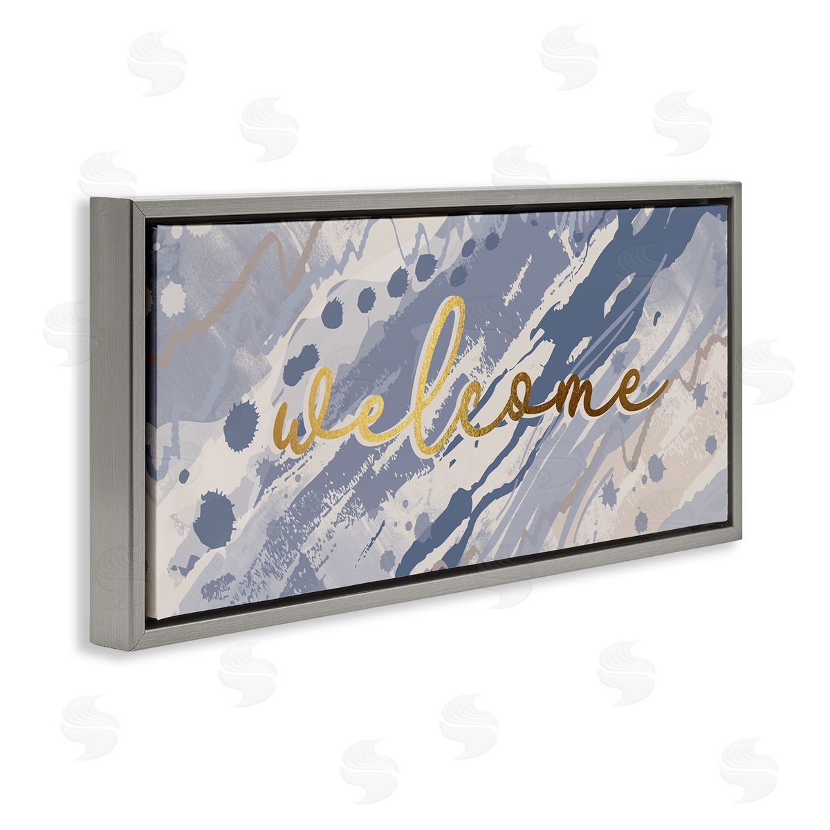 Jennifer Ellory Welcome Phrase Soft Blue Abstract Geode Pattern