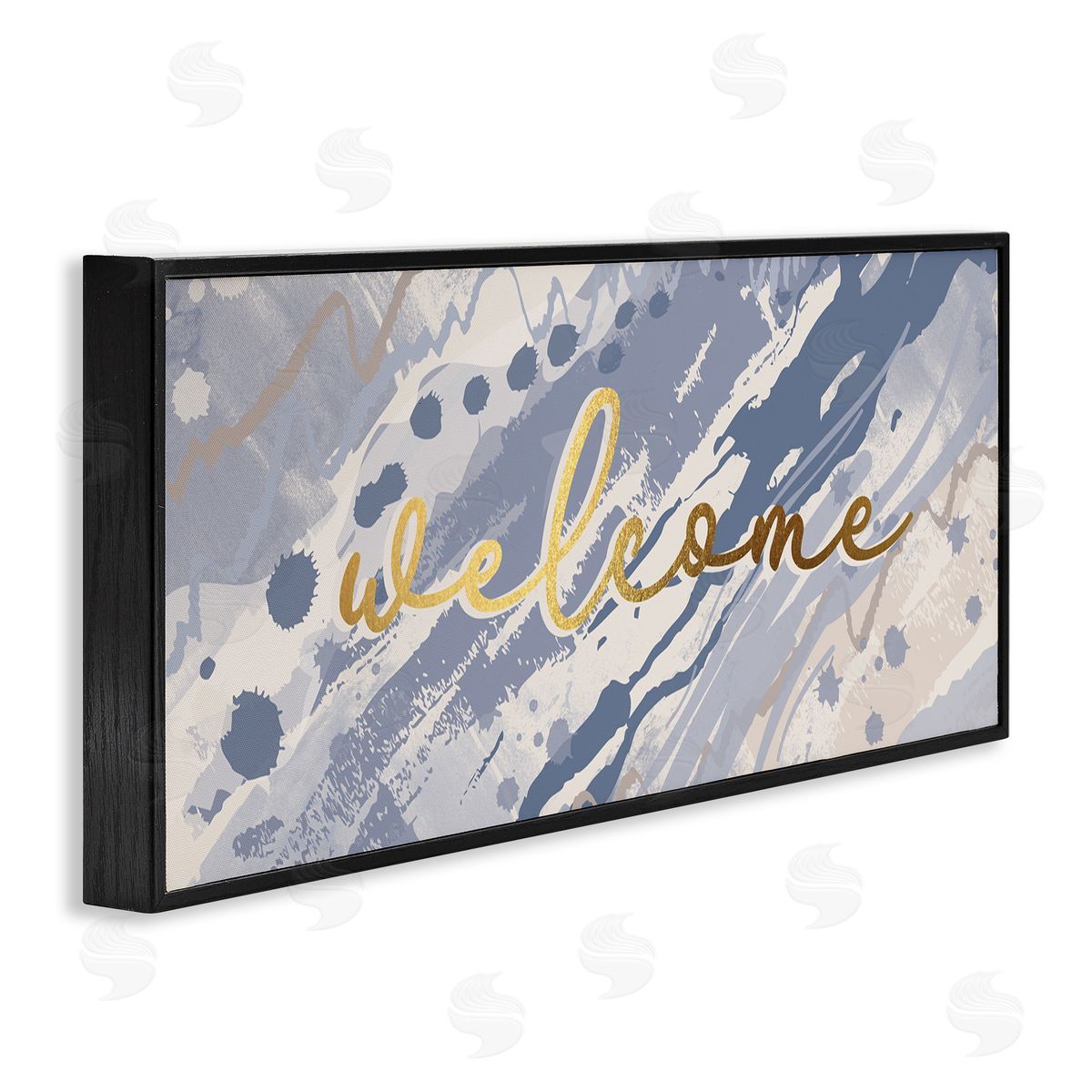 Jennifer Ellory Welcome Phrase Soft Blue Abstract Geode Pattern