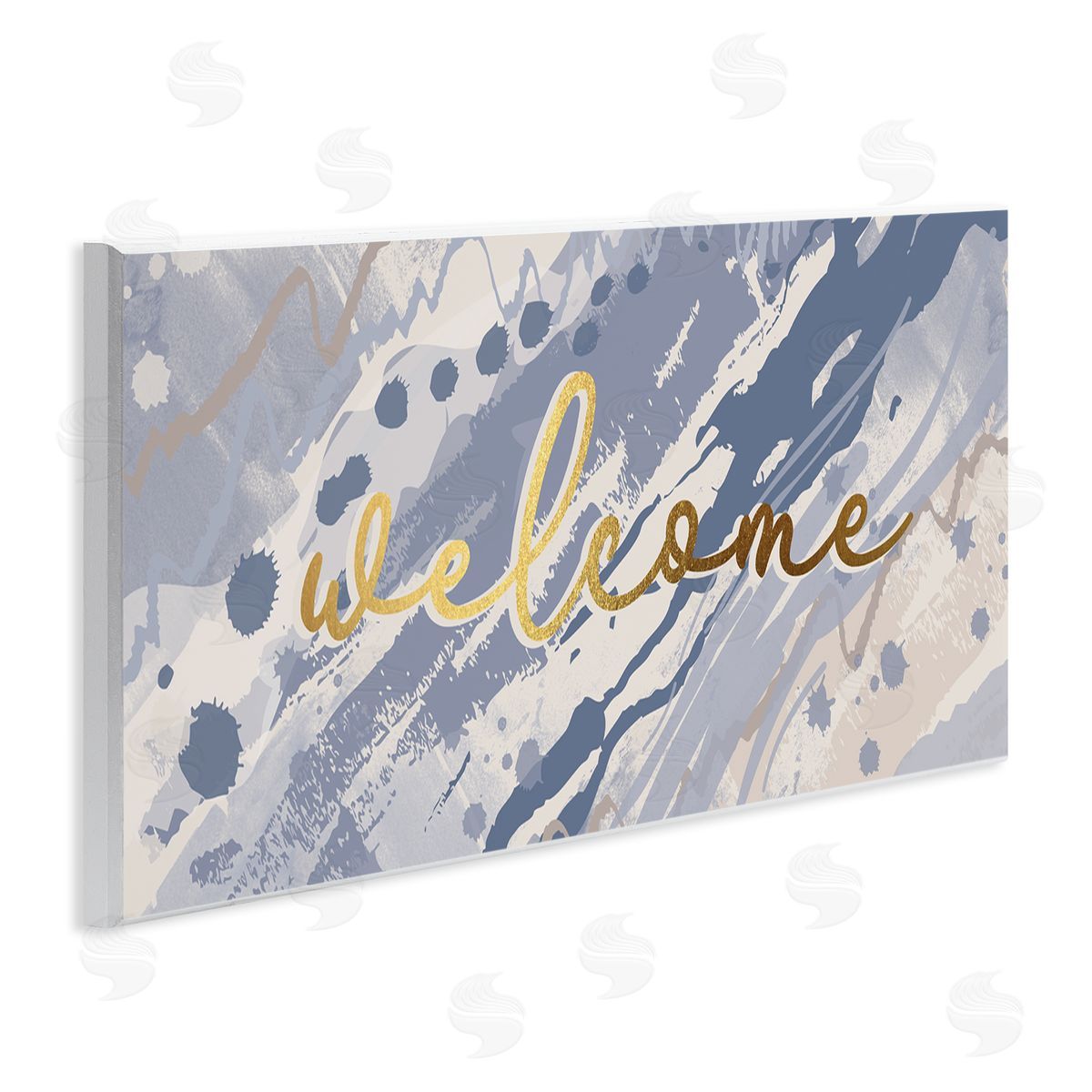Jennifer Ellory Welcome Phrase Soft Blue Abstract Geode Pattern