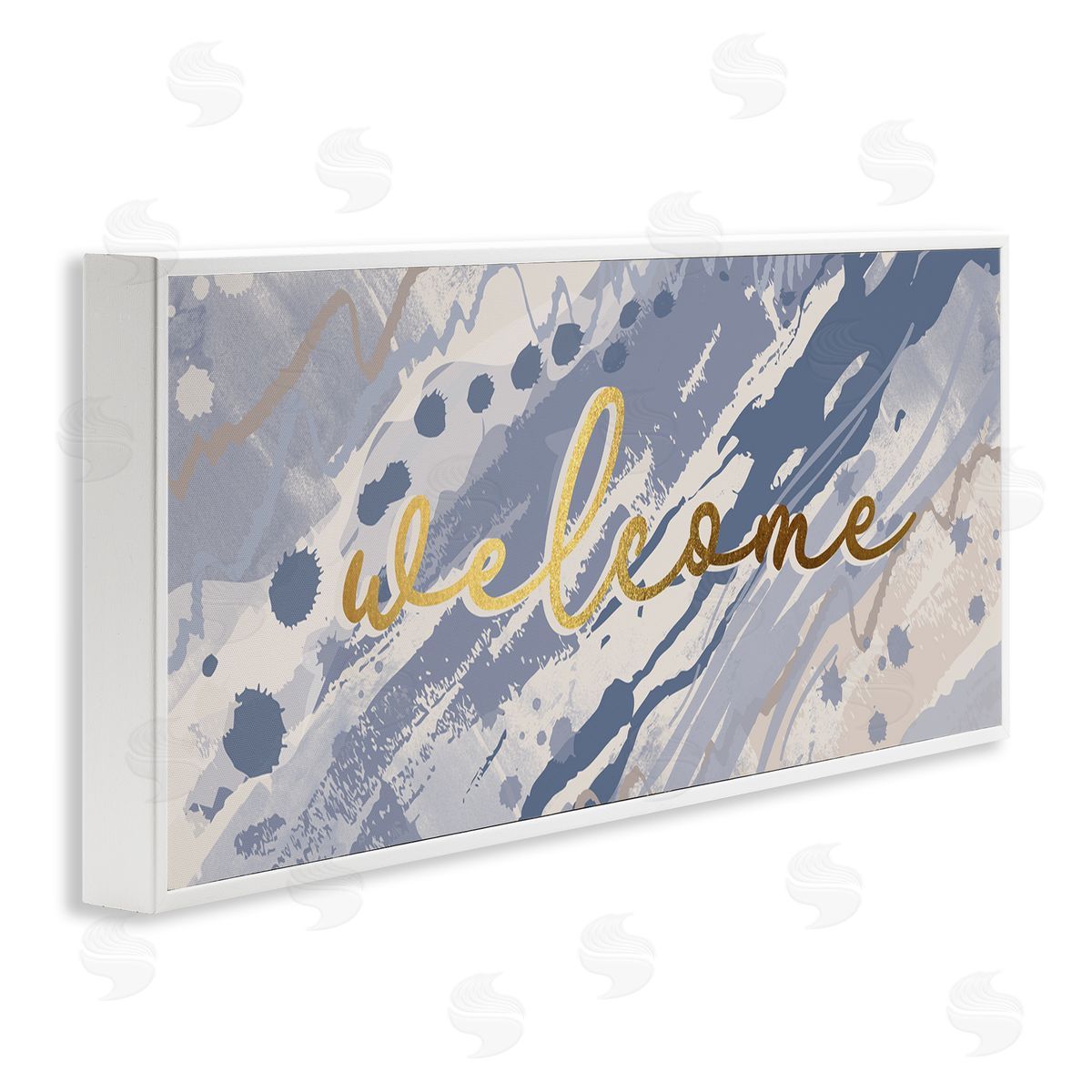 Jennifer Ellory Welcome Phrase Soft Blue Abstract Geode Pattern