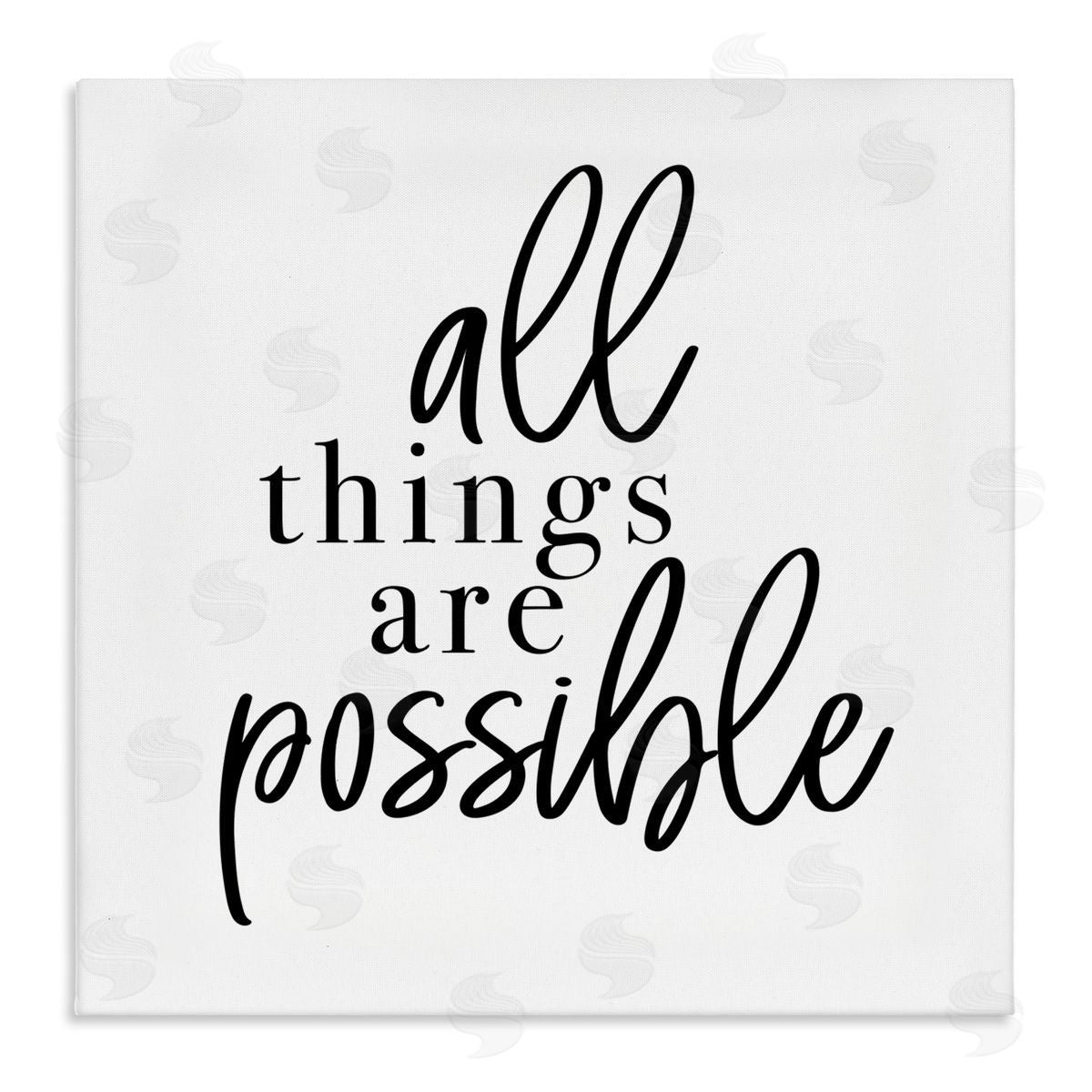 Jessica Mundo All Things Are Possible Motivational Phrase Minimal Typography Stretched Canvas Wall Art Print