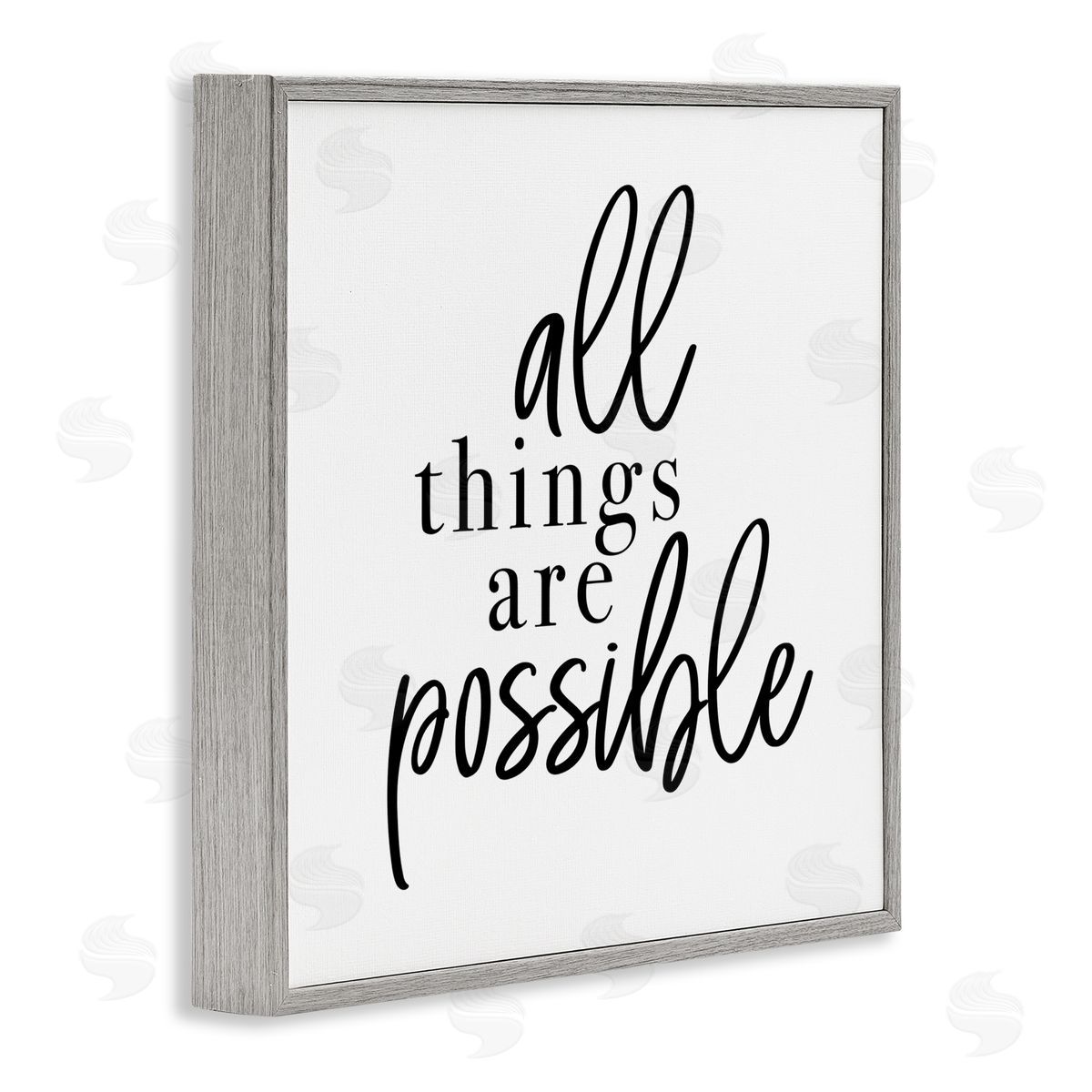 Jessica Mundo All Things Are Possible Motivational Phrase Minimal Typography Gray Framed Glicee Wall Art Print