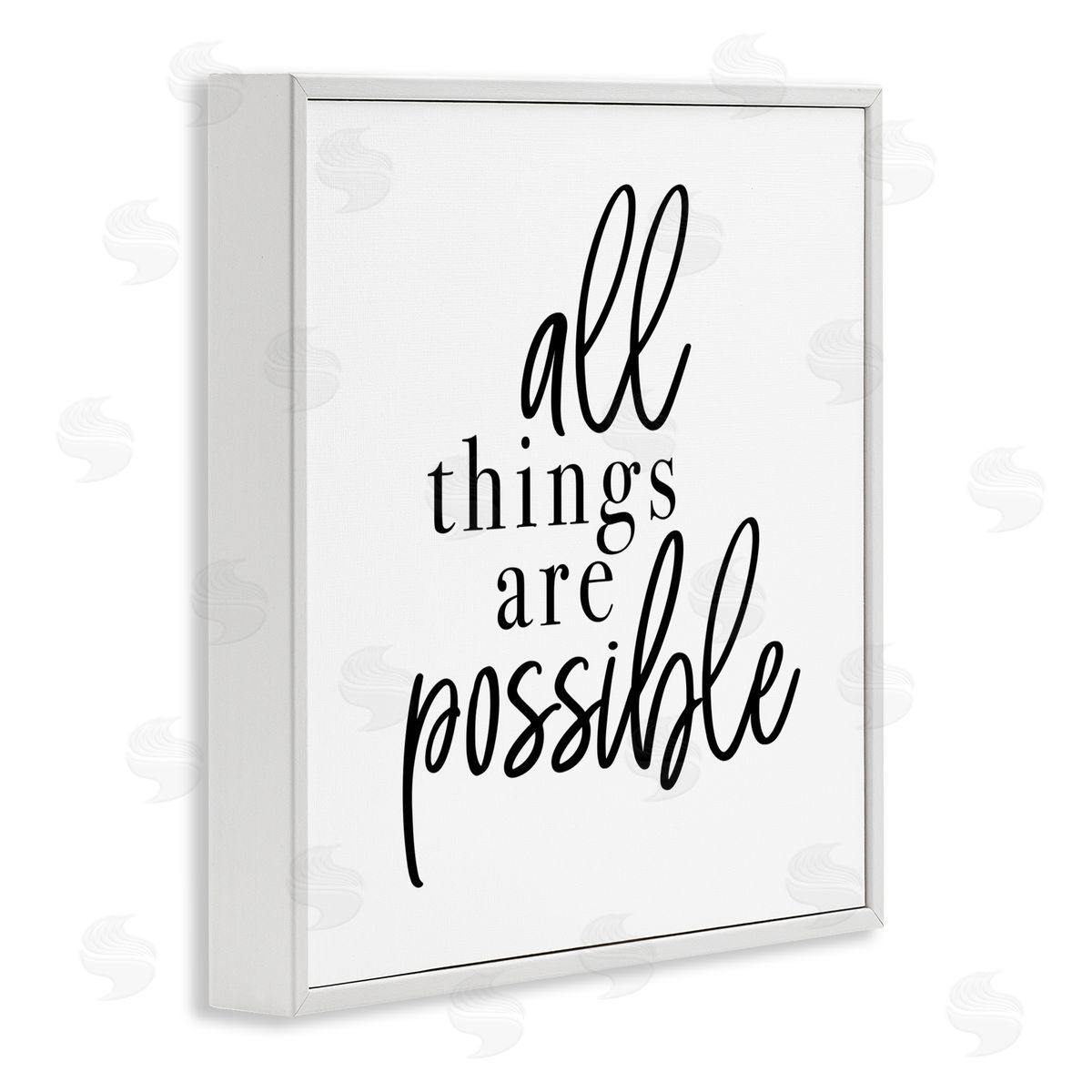 Jessica Mundo All Things Are Possible Motivational Phrase Minimal Typography White Framed Glicee Wall Art Print