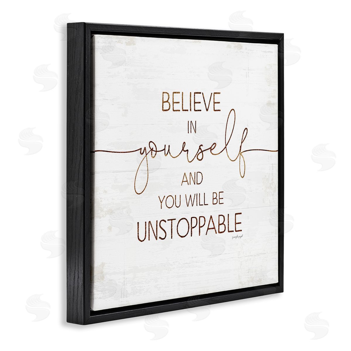 Believe In Yourself Be Unstoppable Black Floating Frame Canvas Wall Art, Home Decor by Jennifer Pugh
