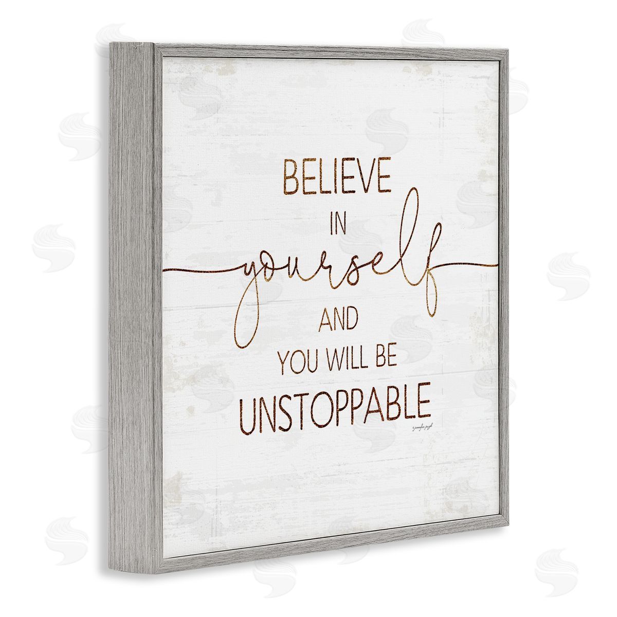 Believe In Yourself Be Unstoppable Grey Frame Print Wall Art, Home Decor by Jennifer Pugh