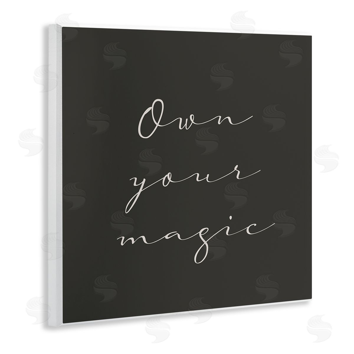 Birch & Ink Own Your Magic Phrase Minimal Cursive Typography Wooden Wall Plaque Art Print