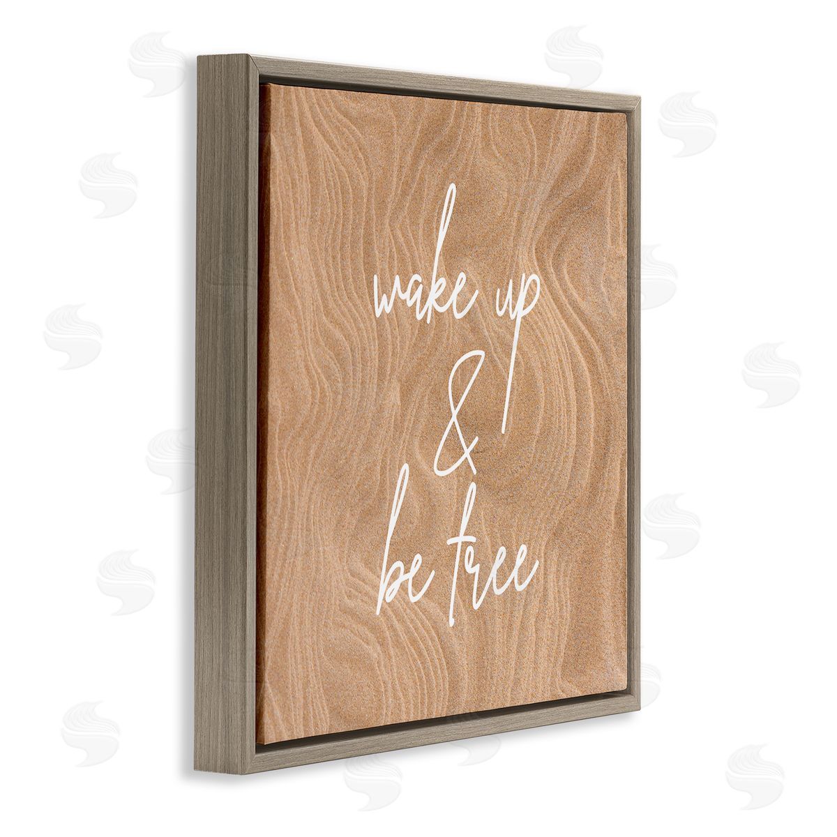Birch & Ink Wake Up and Be Free Phrase Modern Pattern Brown Floating Frame Canvas Wall Art Print