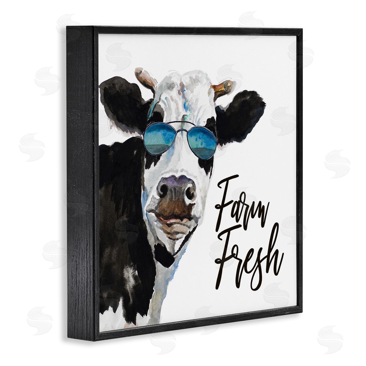 Patricia Pinto Farm Fresh Funny Dairy Cow Phrase Aviator Shades Black Framed Glicee Wall Art Print
