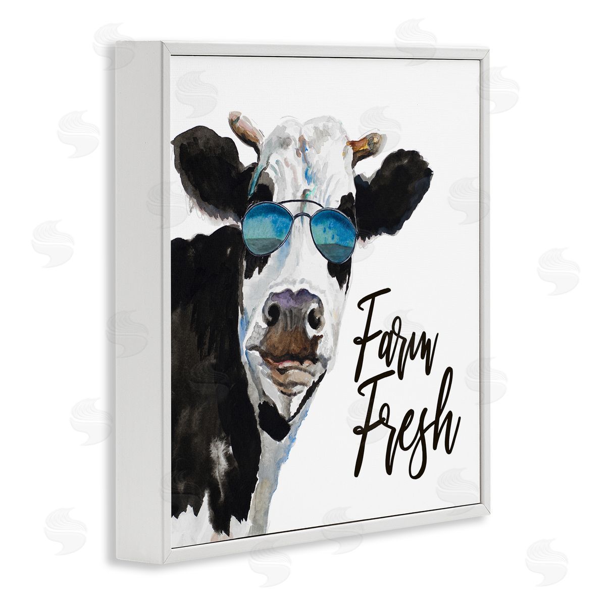 Patricia Pinto Farm Fresh Funny Dairy Cow Phrase Aviator Shades White Framed Glicee Wall Art Print