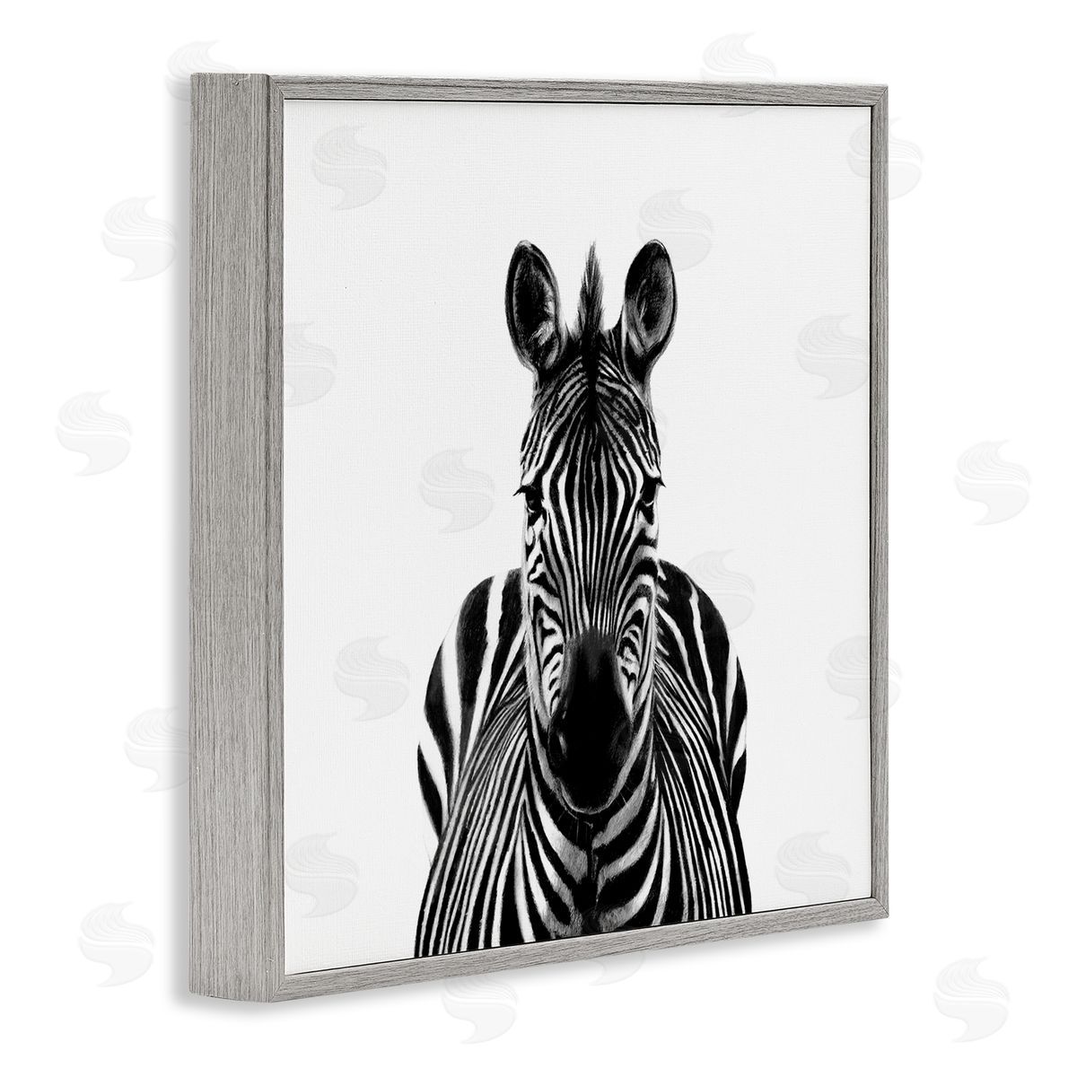 Victoria Borges Realistic Zebra Portrait Minimal Black White Wildlife Illustration Gray Framed Glicee Wall Art Print
