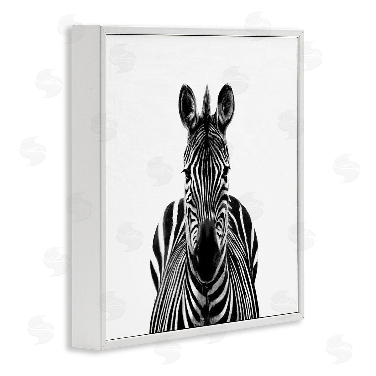 Victoria Borges Realistic Zebra Portrait Minimal Black White Wildlife Illustration White Framed Glicee Wall Art Print