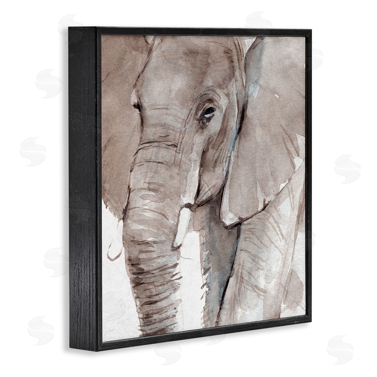 Annie Warren Elephant Trunk Animal Portrait Grey Wrinkles Small Husks Black Framed Glicee Wall Art Print