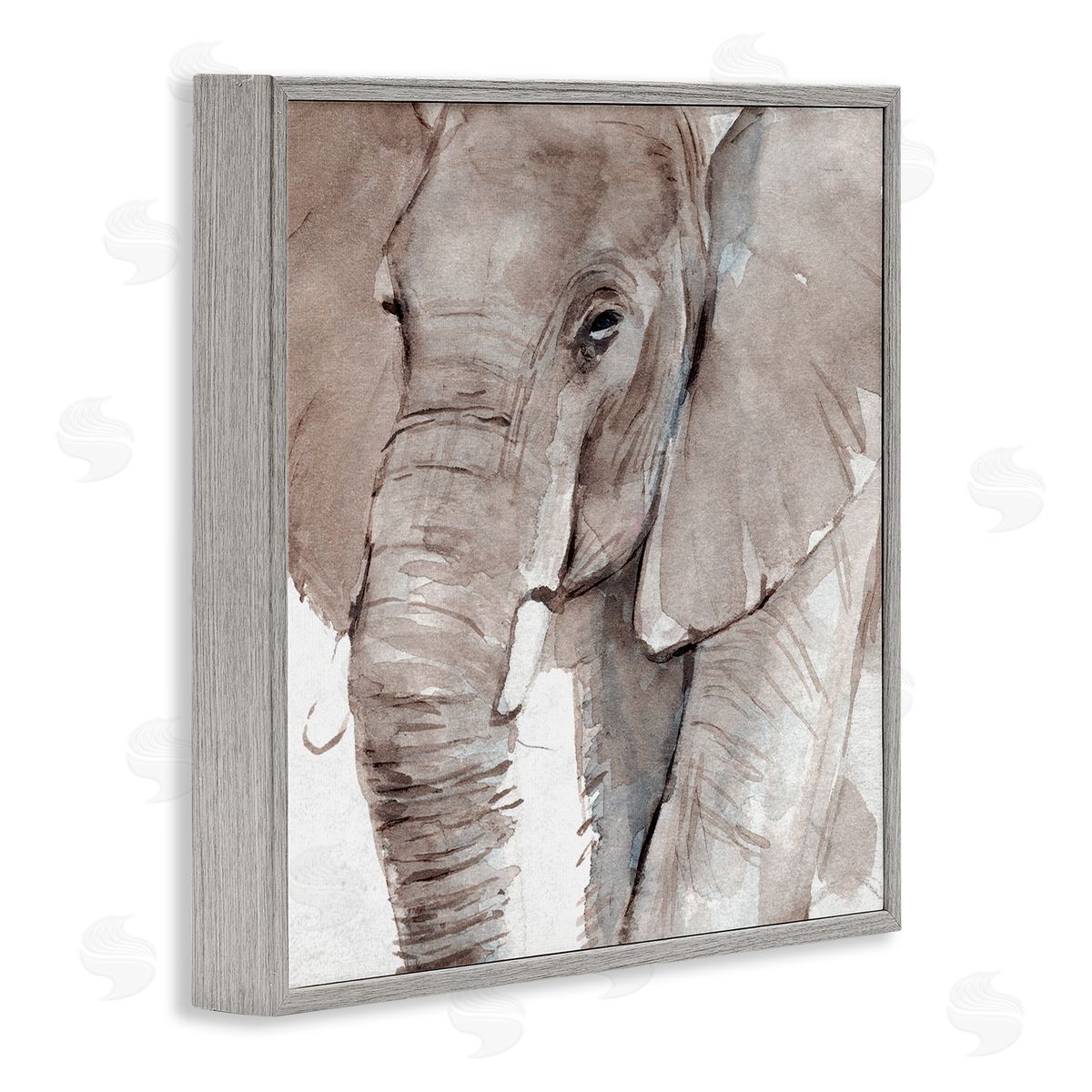 Annie Warren Elephant Trunk Animal Portrait Grey Wrinkles Small Husks Gray Framed Glicee Wall Art Print