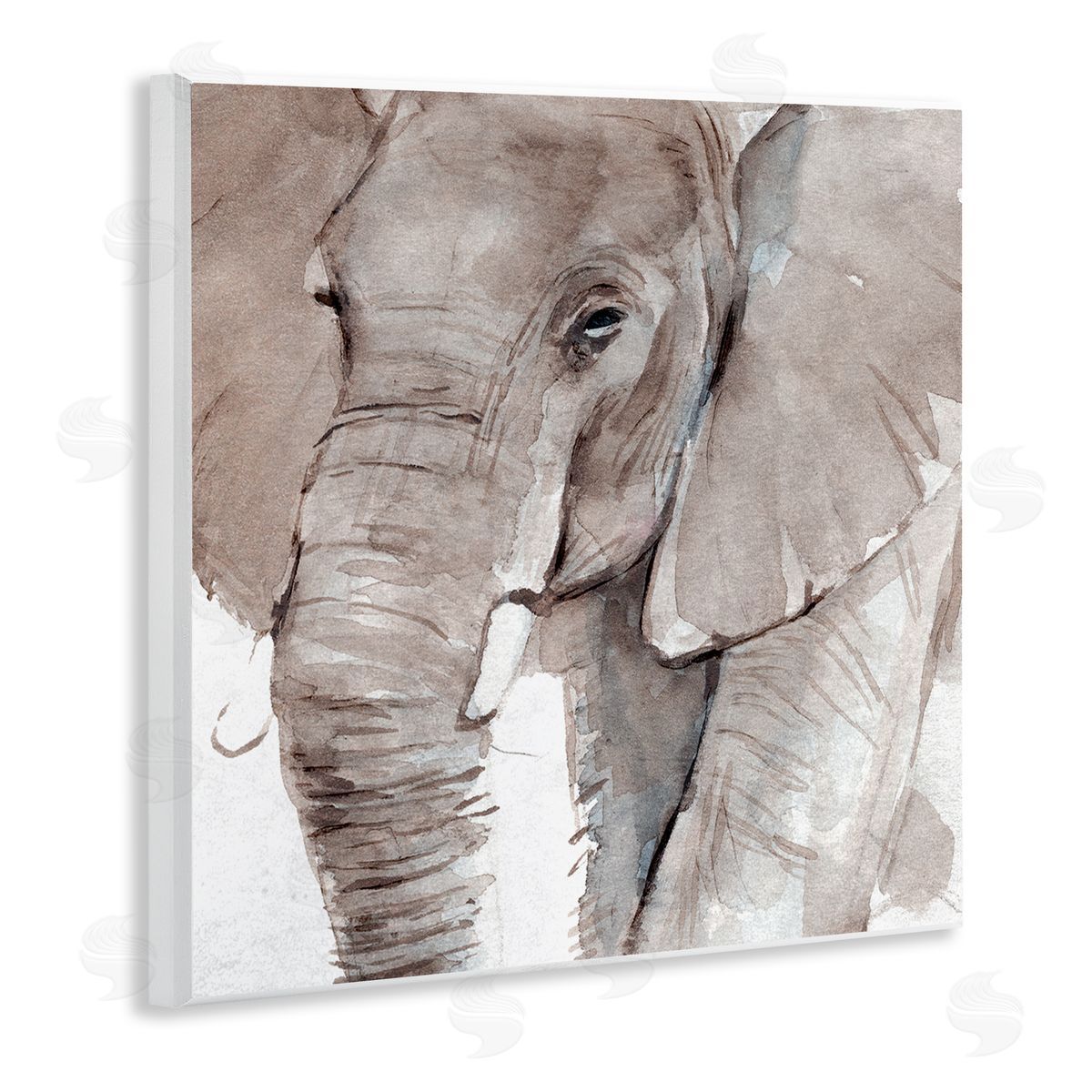Annie Warren Elephant Trunk Animal Portrait Grey Wrinkles Small Husks Wooden Wall Plaque Art Print