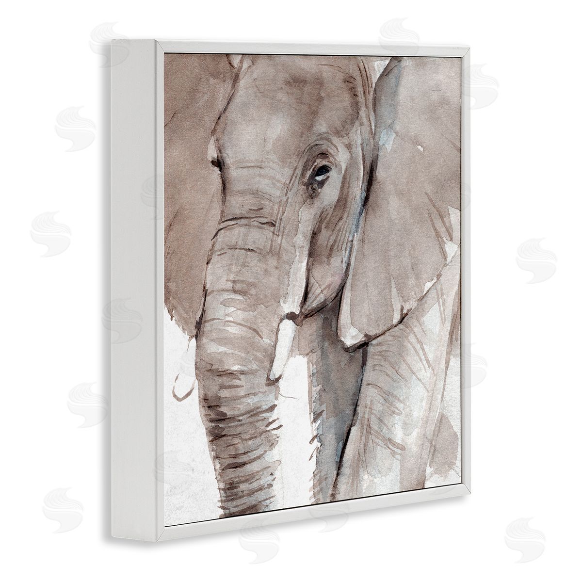 Annie Warren Elephant Trunk Animal Portrait Grey Wrinkles Small Husks White Framed Glicee Wall Art Print