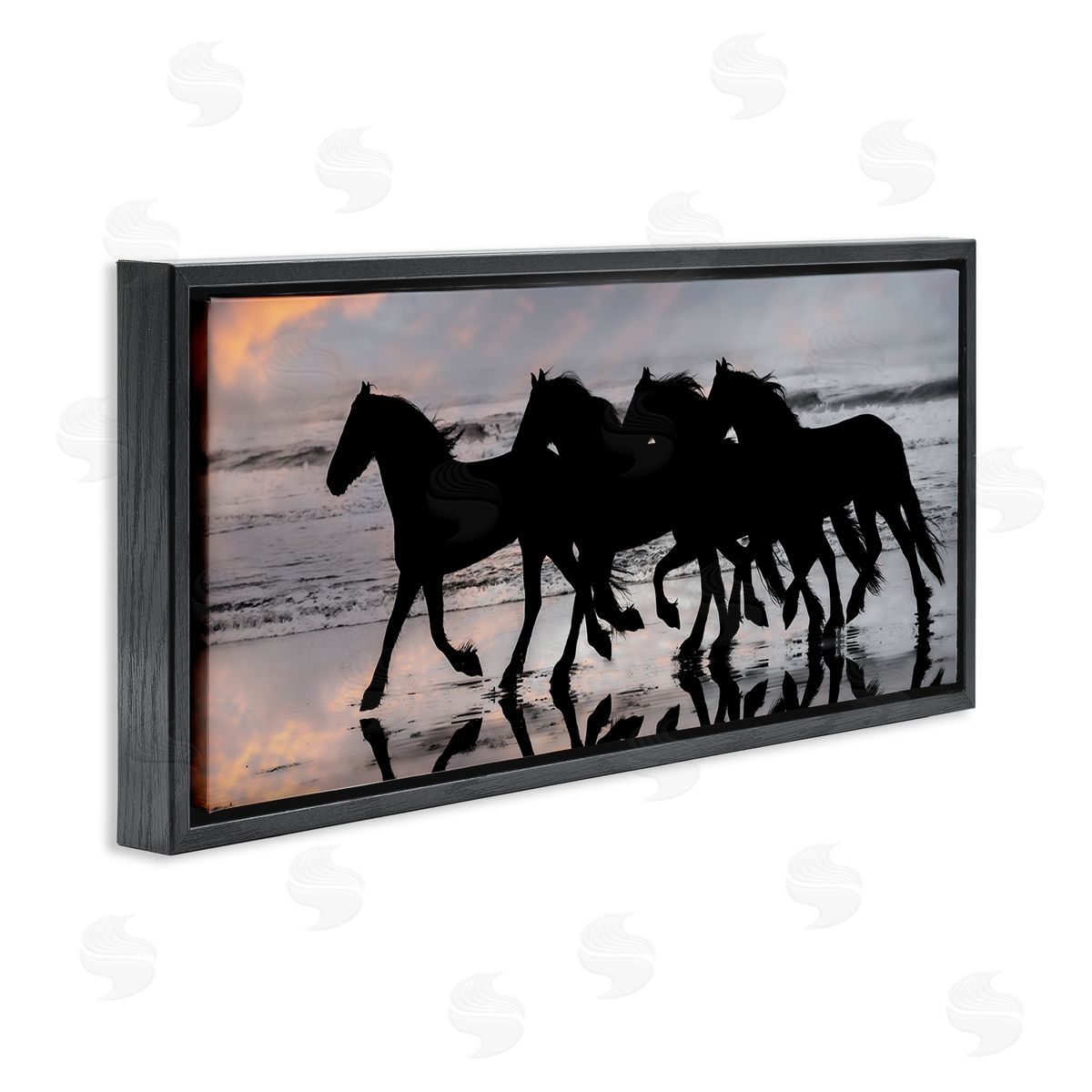 PH Burchett Wild Horses Sunset Beach Silhouettes Galloping Animals