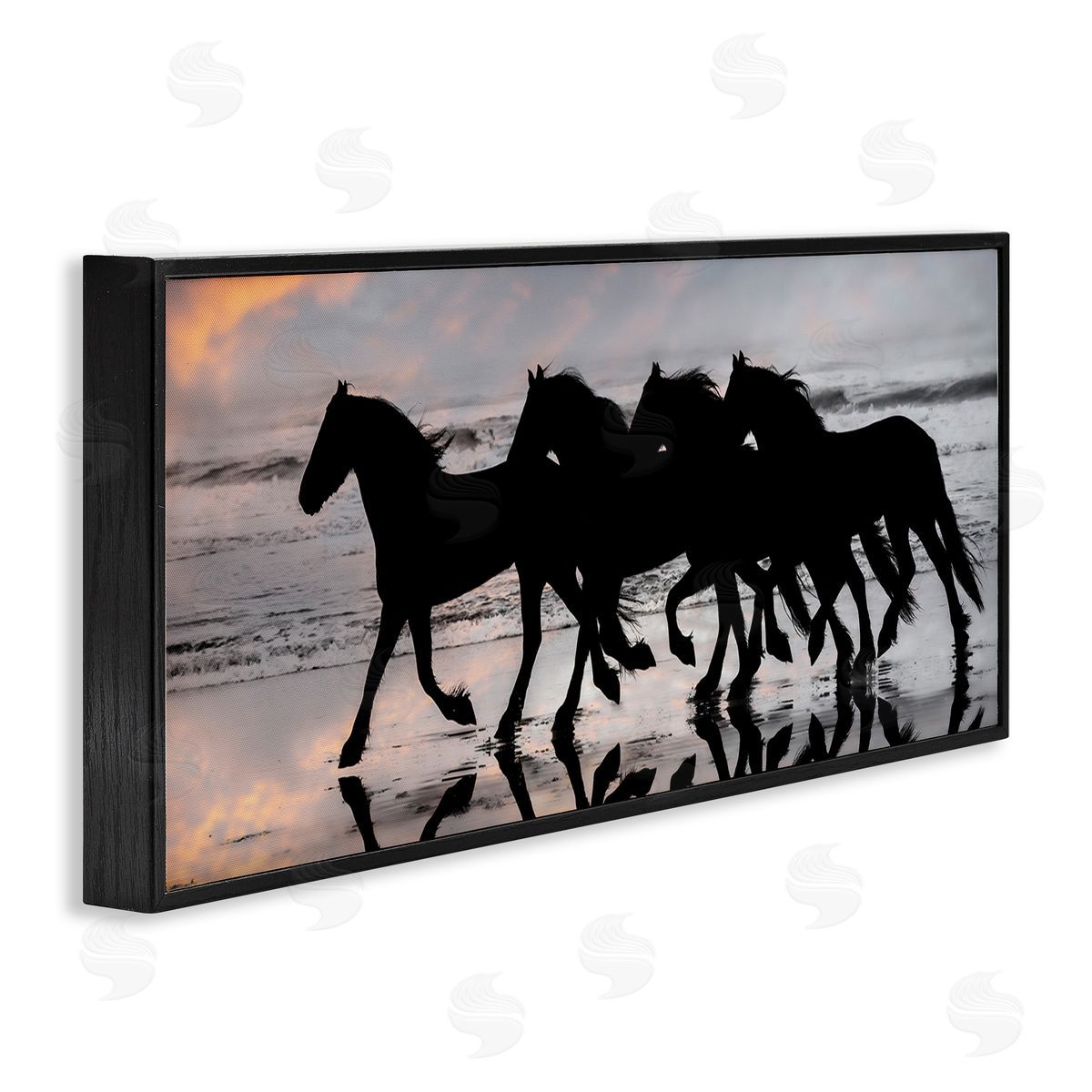 PH Burchett Wild Horses Sunset Beach Silhouettes Galloping Animals