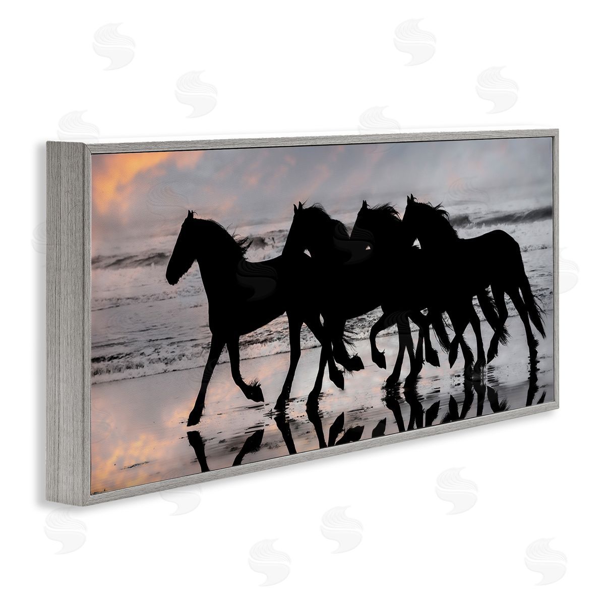 PH Burchett Wild Horses Sunset Beach Silhouettes Galloping Animals
